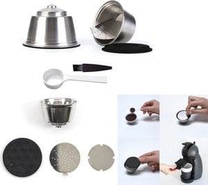 Reusable coffee cup for Dolce Gusto - refillable stainless steel capsule as a sustainable alternative to disposable cups - environmentally friendly coffee capsule - silver