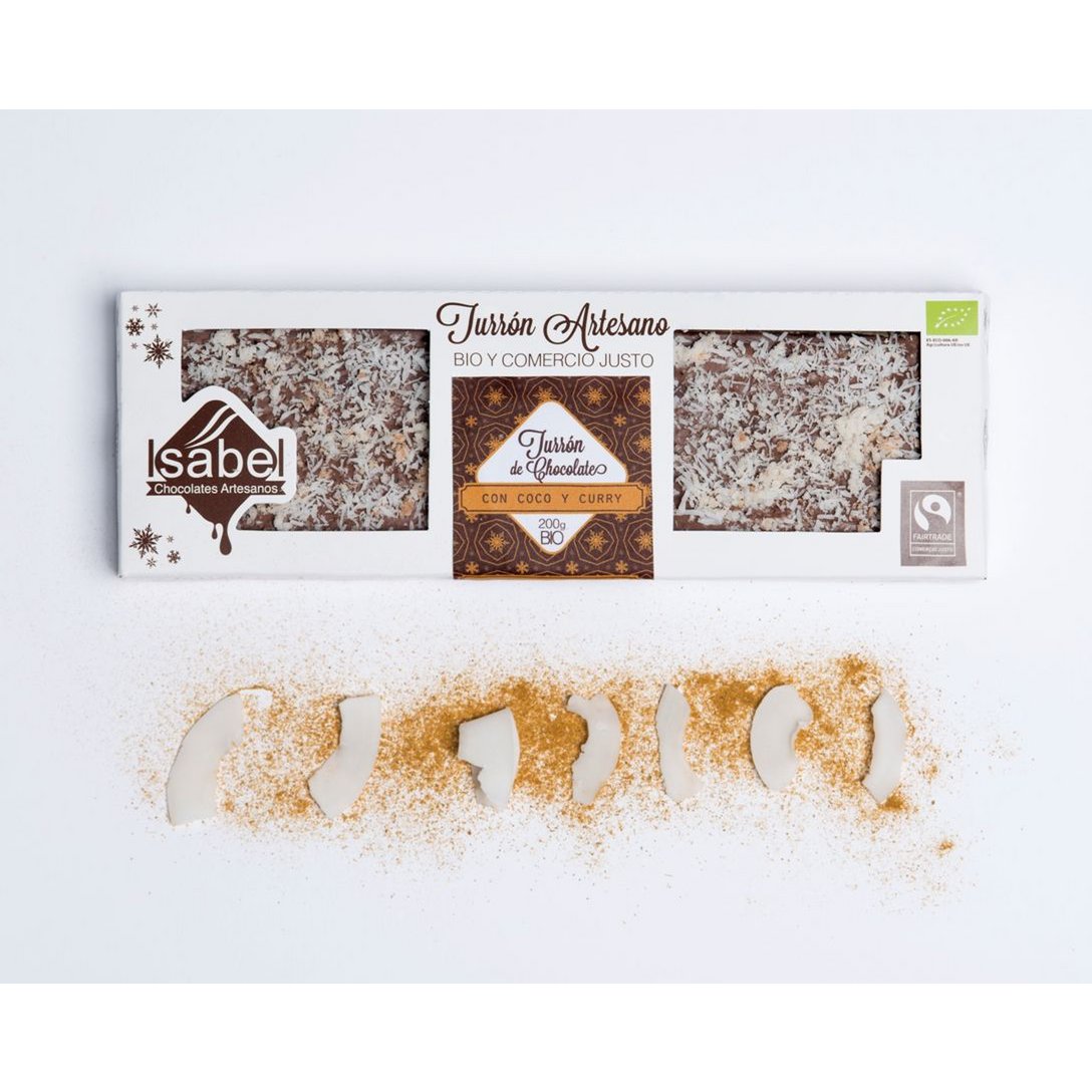 BIO Artisan Nougat - Hvid chokolade med kokos og karry
