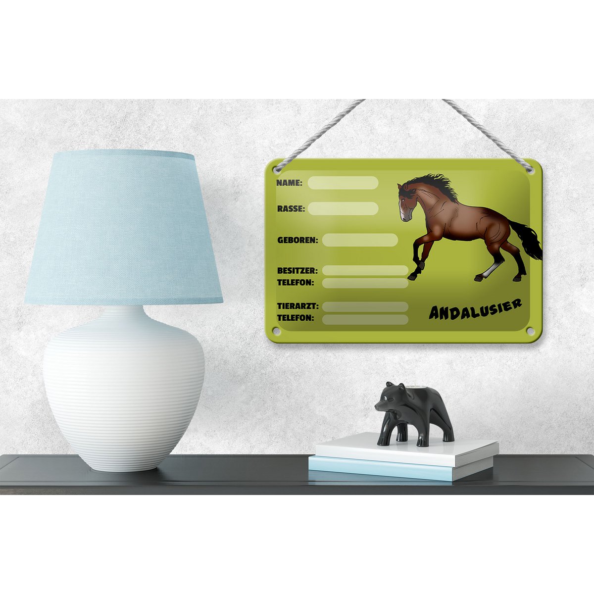 Tin Sign Horse 18x12cm Andalusian Name Owner Breed Decoration