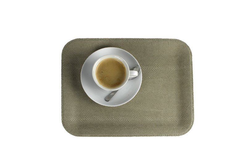 Tablette plate grande green en cuir synthétique vert