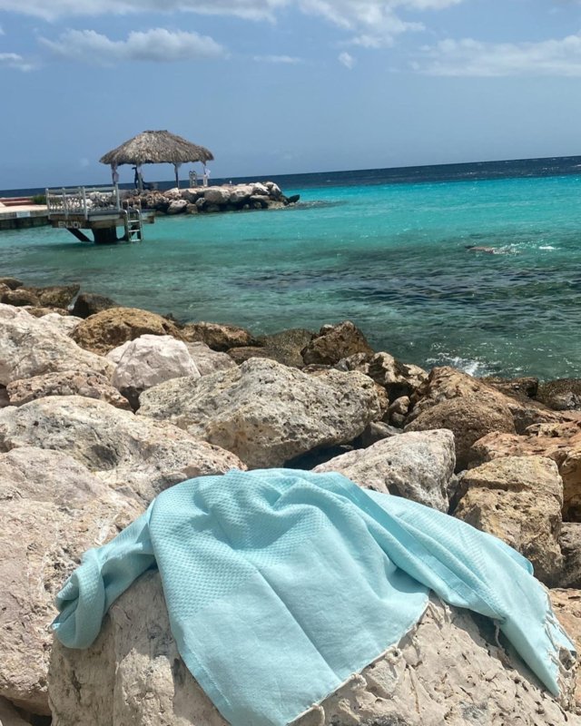 Asciugamano Hammam Fouta Waffle - Menta - 100x200cm