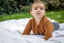 Cardigan for newborns and babies made from 100% finest merino wool - deer - the perfect gift for a birth