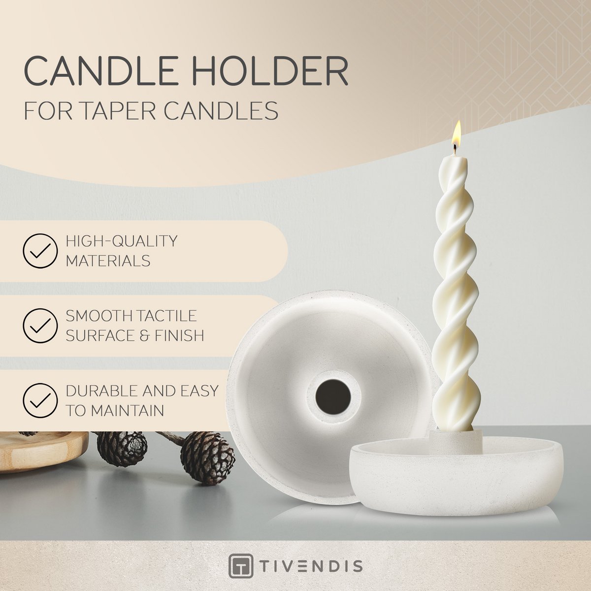 Portavelas Ronda de hormigón: elegante y duradero Diseño moderno | Perfecto para cualquier ambiente