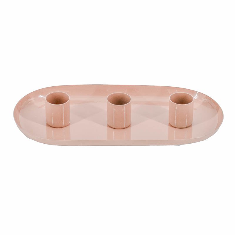 Candle stand Set Oval Pink