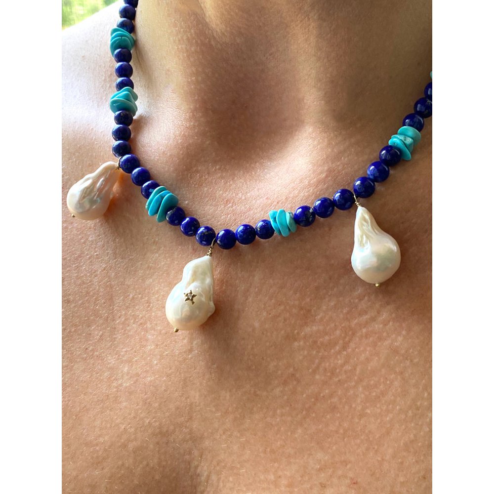 Collana Santorini In Lapis E Turchese