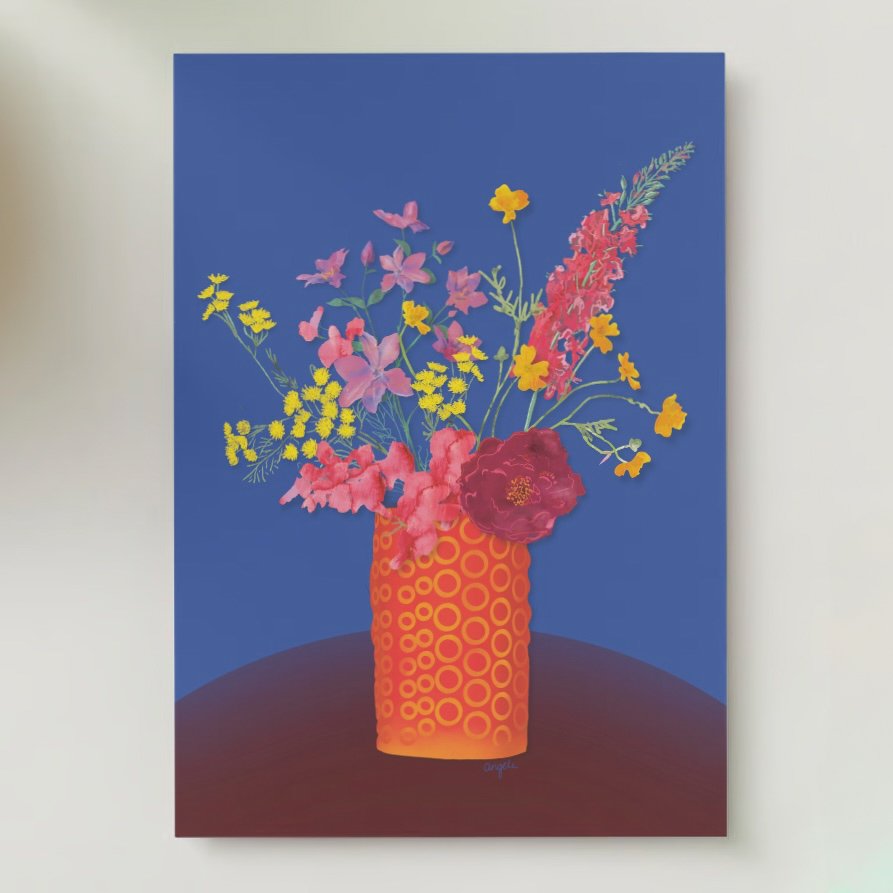 colorful floral greeting cards set -12 pieces - Blank