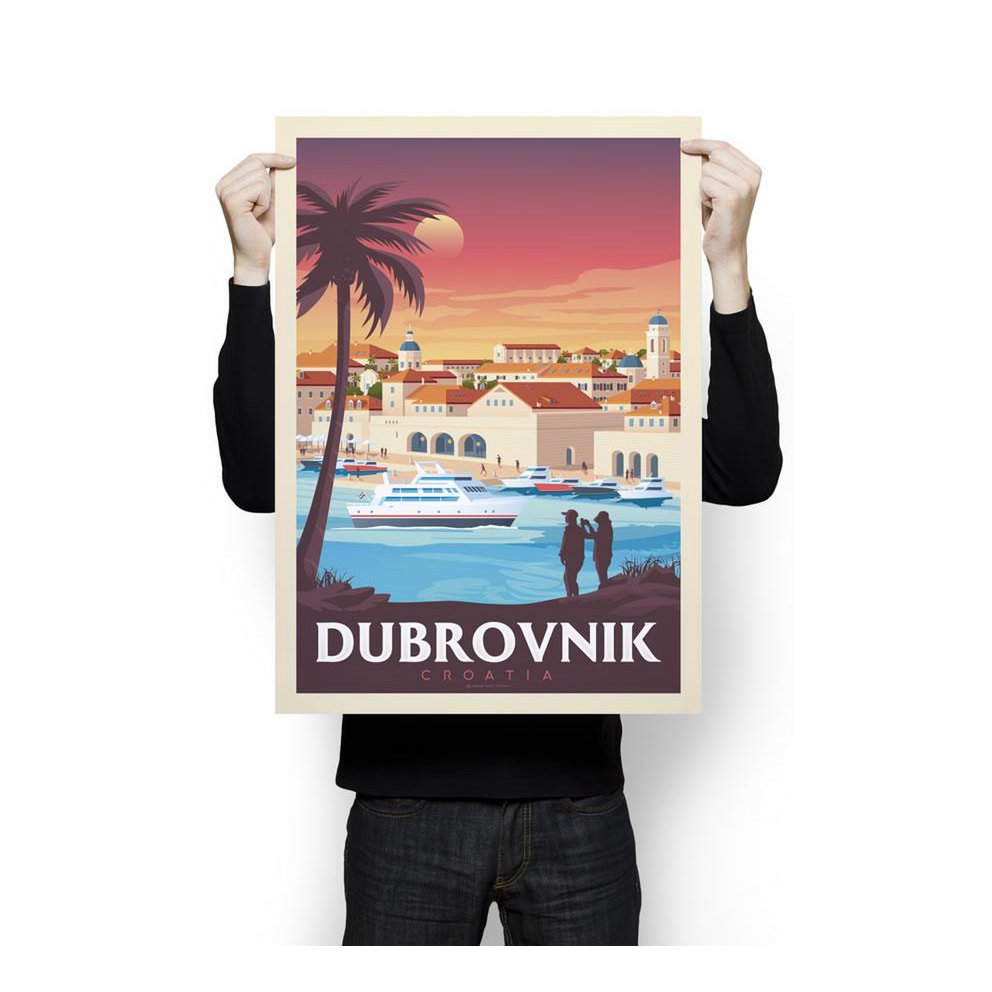 Affiche Dubrovnik Vintage | Poster Ville Dubrovnik Croatie
