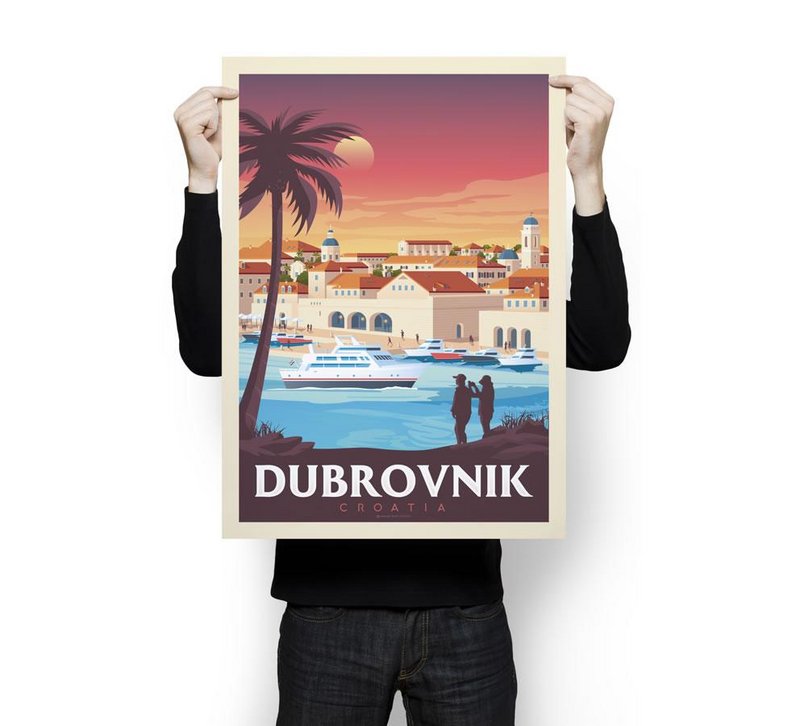 Affiche Dubrovnik Vintage | Poster Ville Dubrovnik Croatie