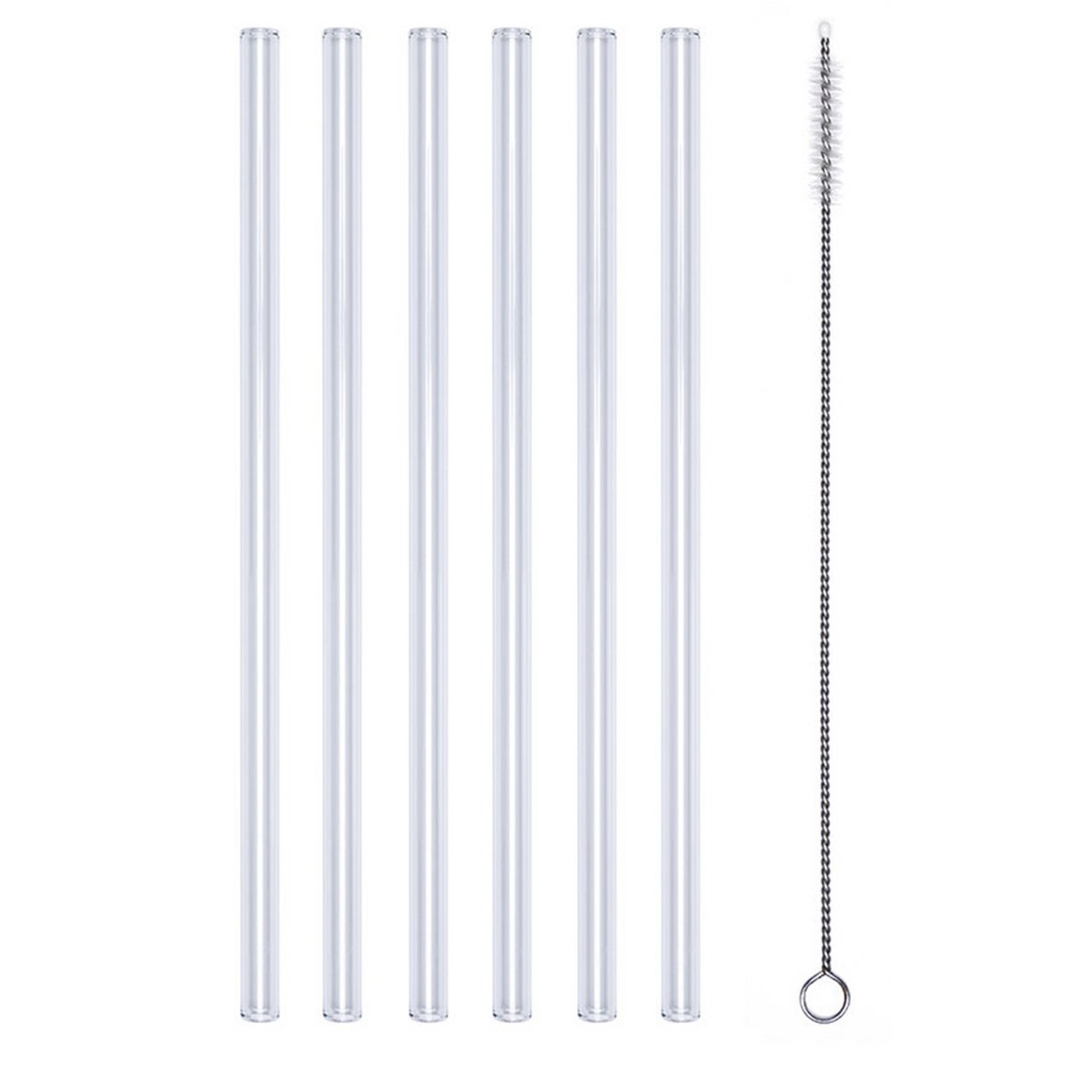 Glazen rietje, herbruikbaar, lengte 20 cm, 7 stuks.