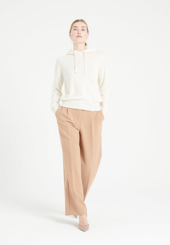 MIA 16 Cashmere hættetrøje med ecru hvid mejslet finish
