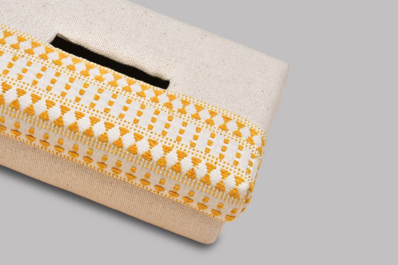 Cubierta de caja de pañuelos | Algodón tejido a mano Geométrico | 24x14cm