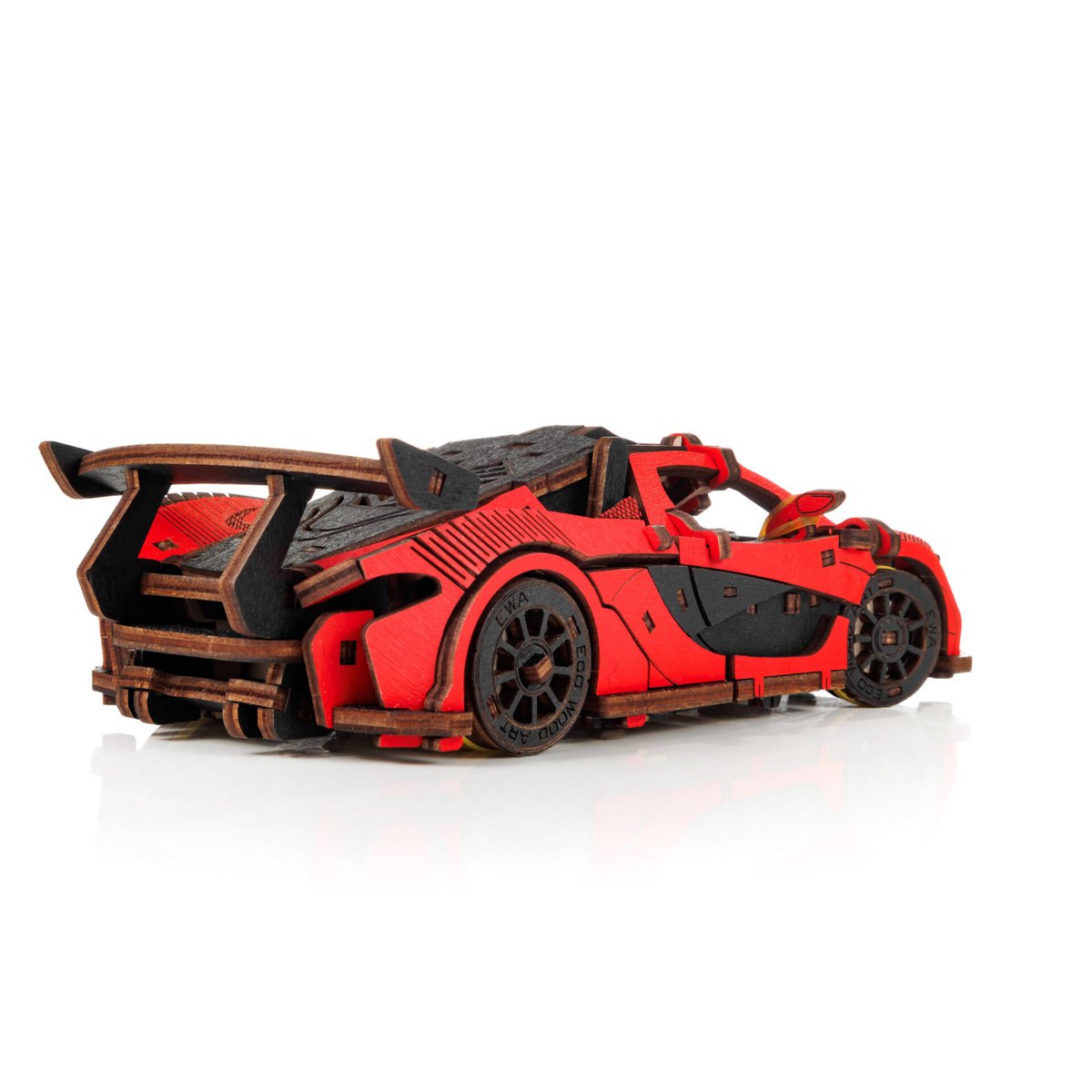 Eco Wood Art (EWA) DIY 3D Mechanical Model Racing Car Rot, 4073, 21x9,5x 5,7 cm