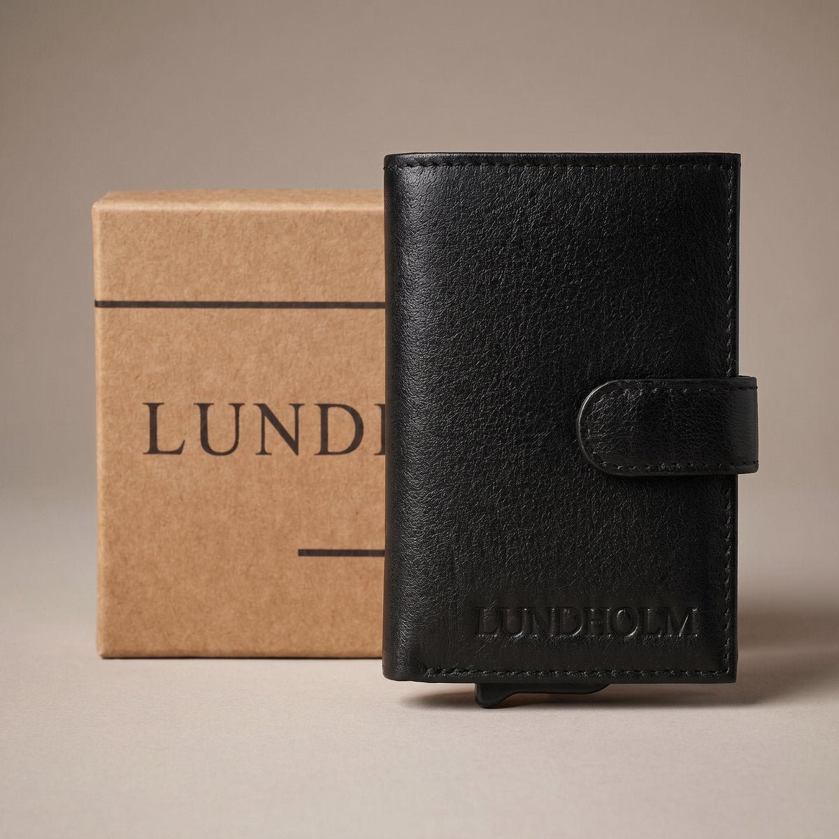 Lundholm Tarjetero De Piel Hombre Negro | Protección antideslizamiento RFID | Serie Lundholm Örebro