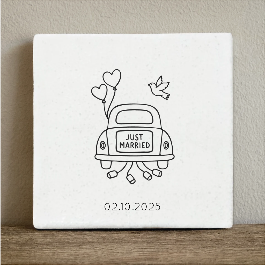 Tegeltje just married - 10x10 cm