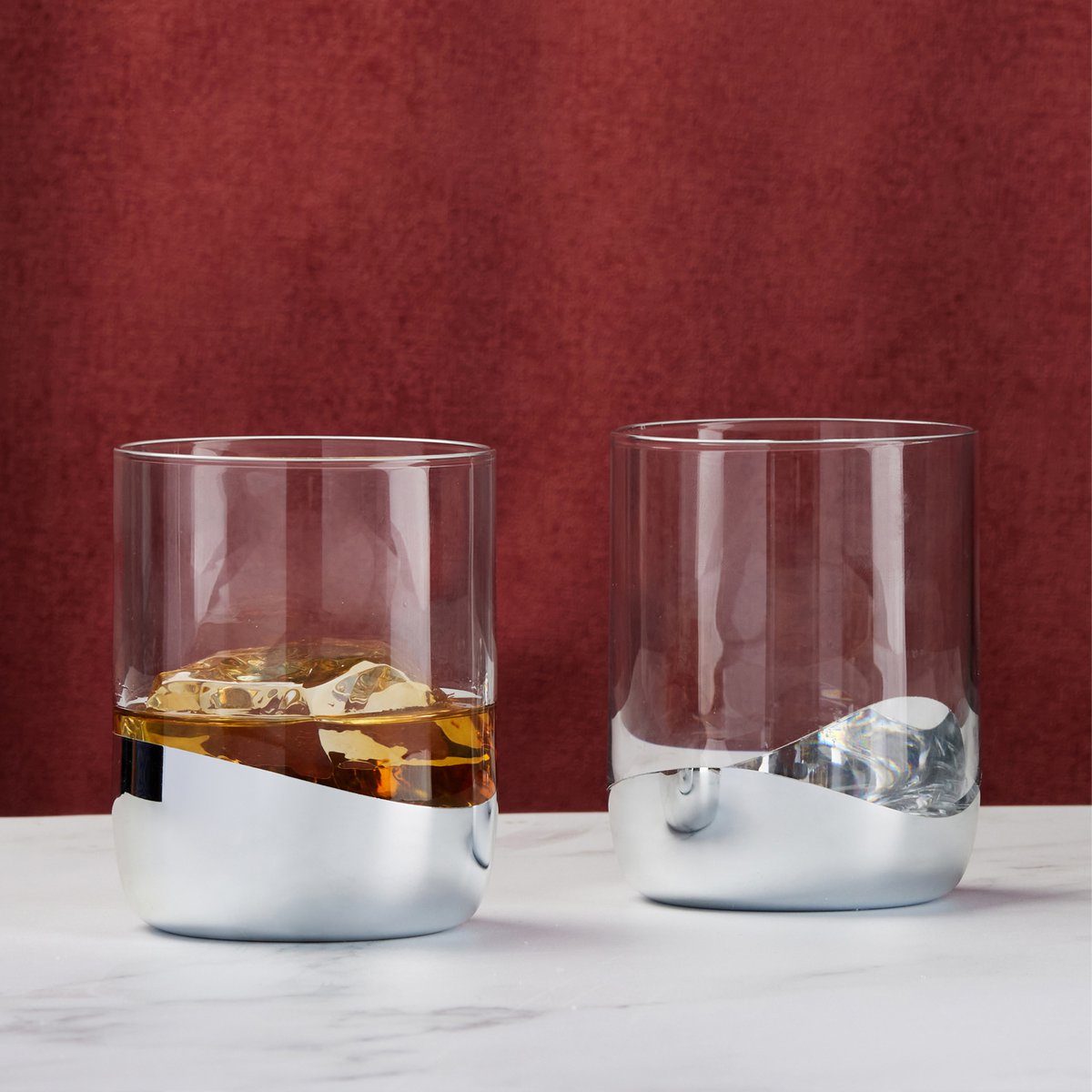Set of 2 Wave Silver DOF Tumblers