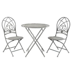 Bistro Set Bistro table Bistro chair 3-piece Ø 70x76 cm Gray iron balcony set
