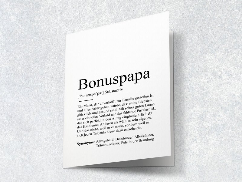 Definición "bono papá" tarjeta de felicitación