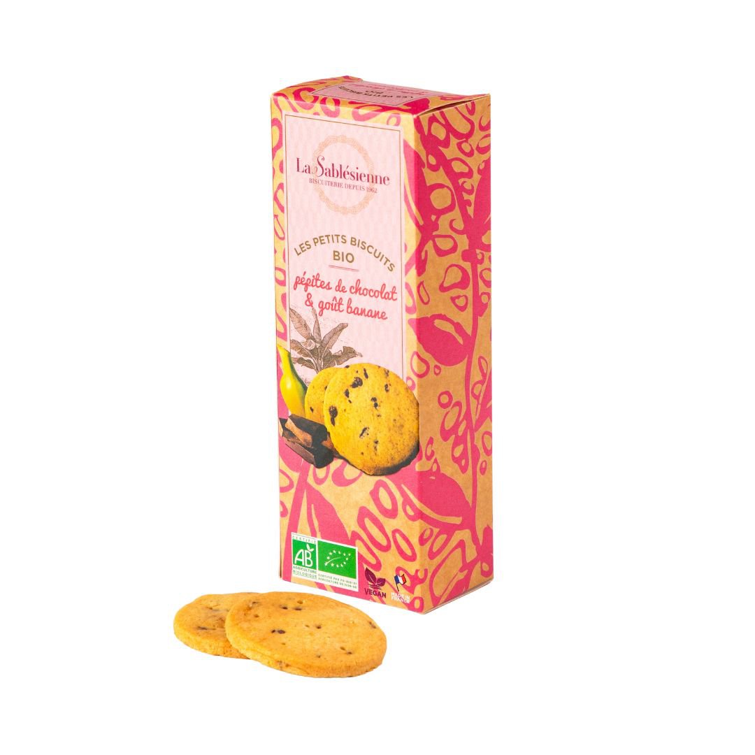 Bio- und vegane Chocolate-Chip-Bananen-Shortbread-Kekse – 110-g-Karton