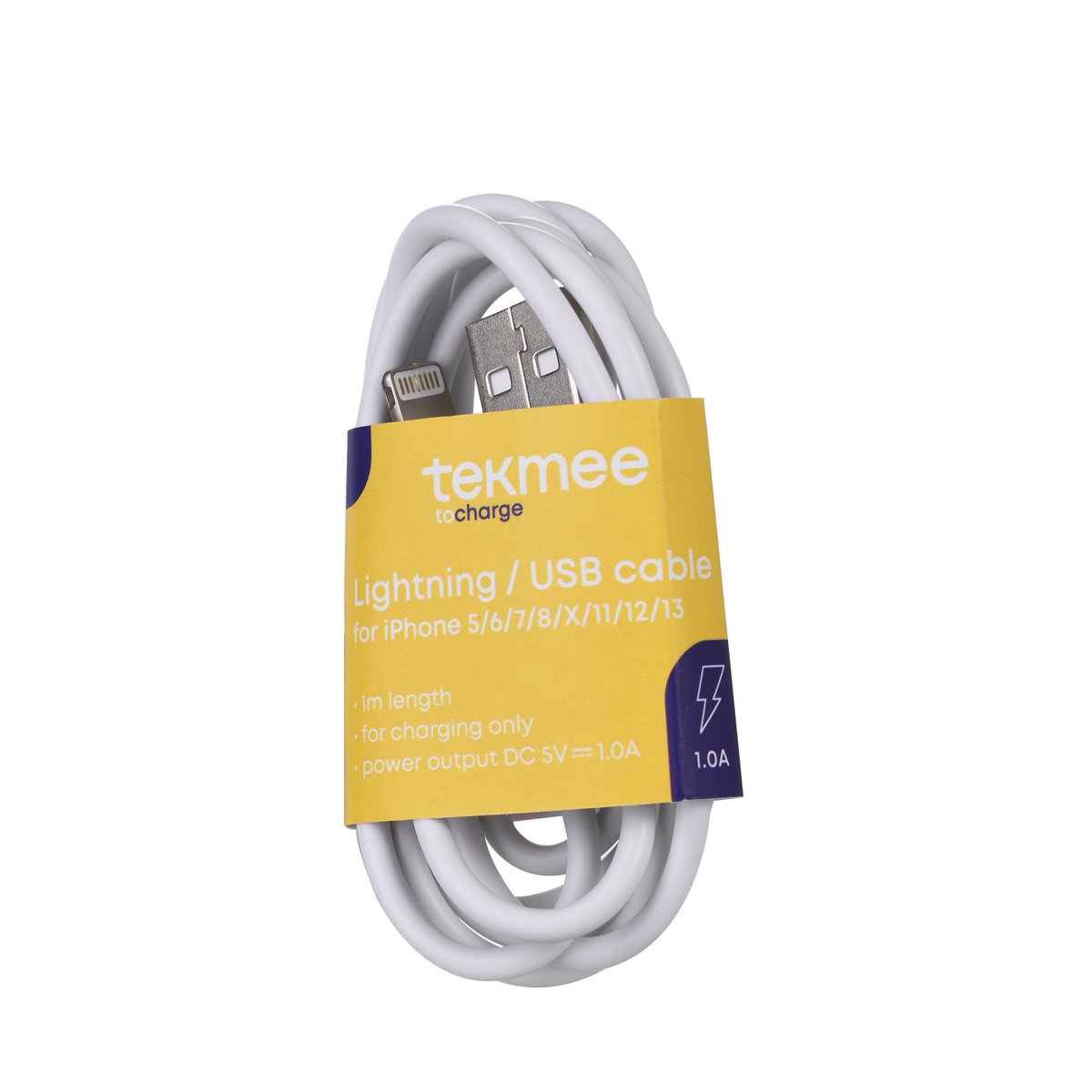 1m 2a Ladekabel für das iPhone zu USB - Weiß
