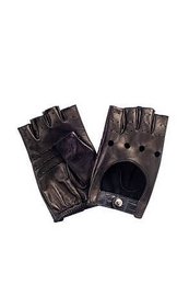 Black leather fingerless gloves with a classic premium design. Suitable for various occasions and activities.