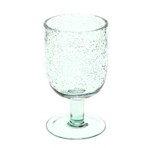 Stemmed Hand blown bubble glass - Blue