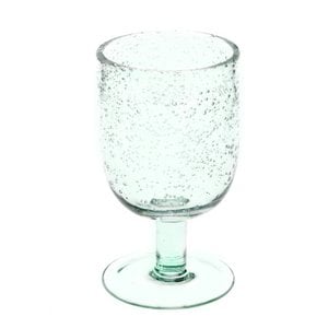 Stemmed Hand blown bubble glass - Blue