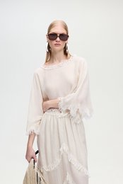 IKIKIZ Crop-Bluse aus natürlichem TENCEL™-Leinen
