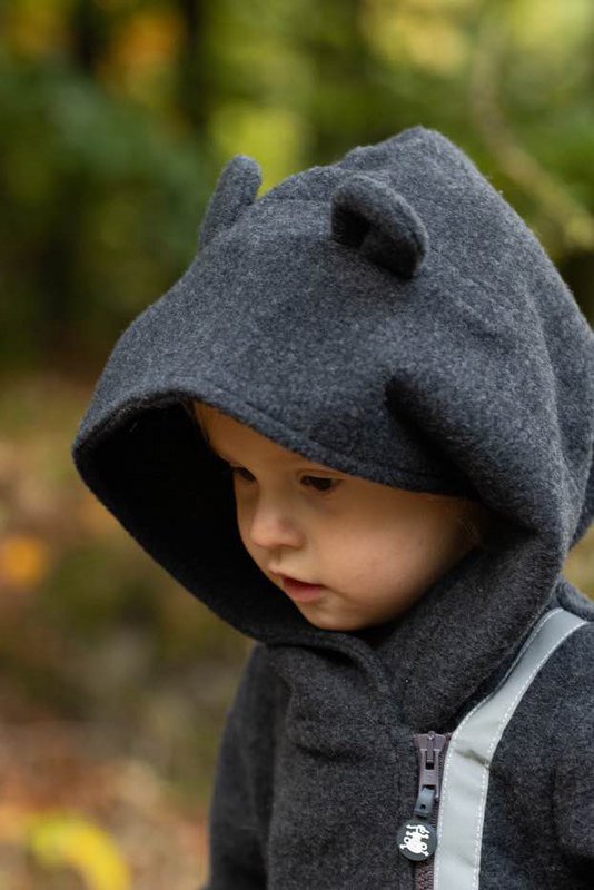 baby 100% merino uldjakke grå
