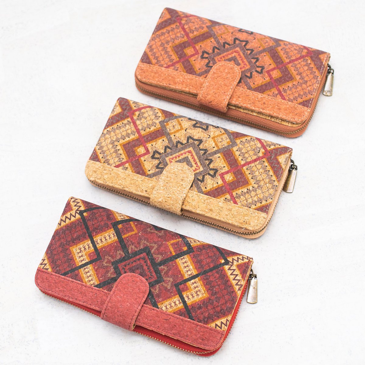 Portfel składany wzór kwiatowy Mandala - Vegan Cork Wallet BAG-2220