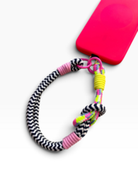 Keychain - cell phone chain 'LUJA' - black and white