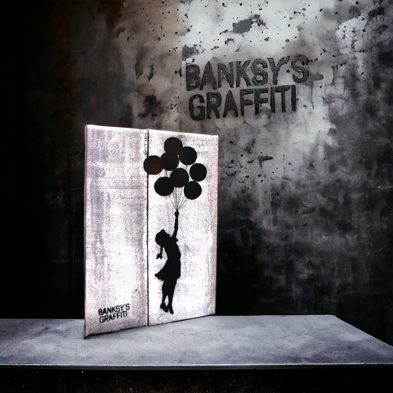 Magnes na lodówkę z graffiti Banksy'ego - dziewczynka z latającymi balonami