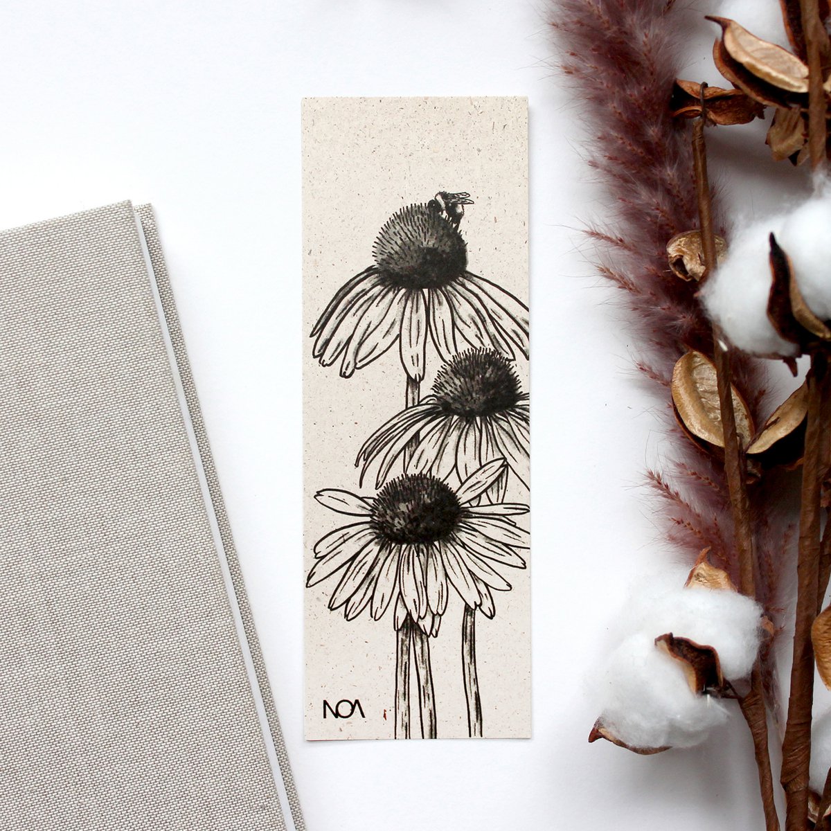 Grass paper bookmark, sun hat