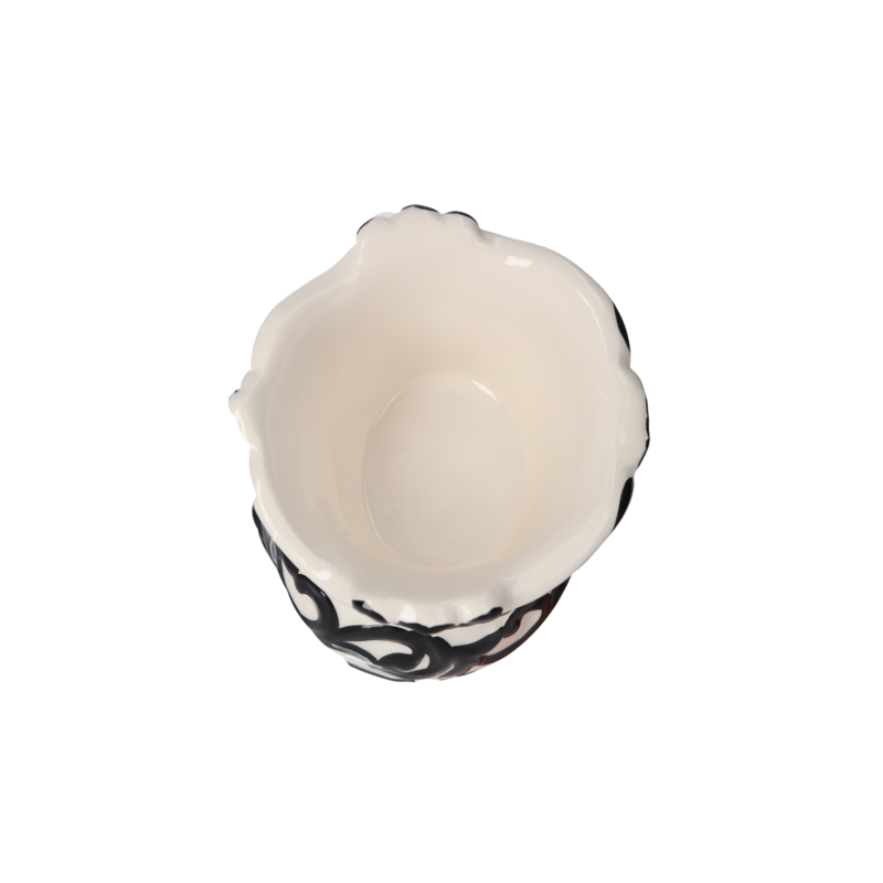 Weiß/schwarze Männerkopfvase aus Keramik, H 20 x Ø 14 cm
