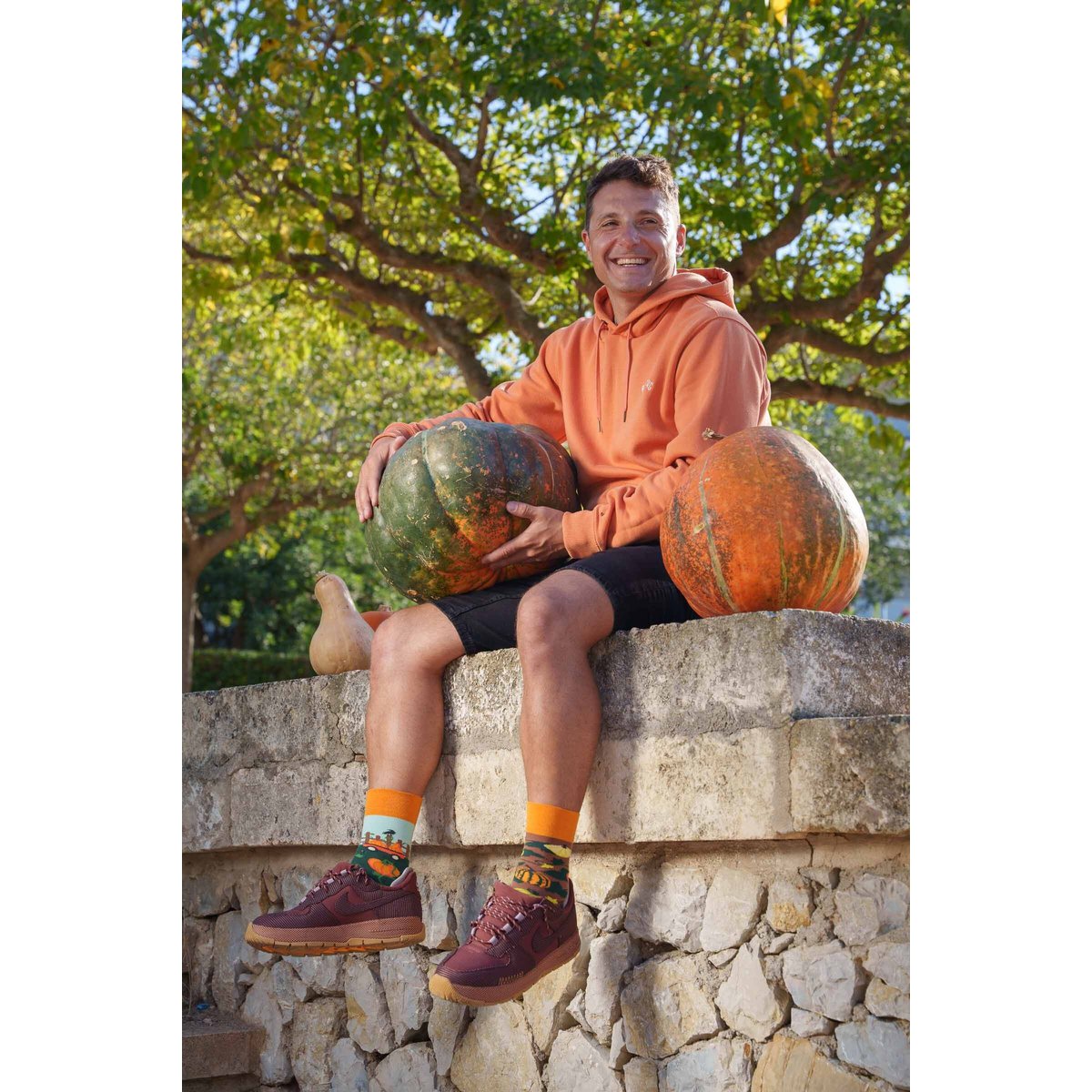 Pumpkins socks | Autumn socks with scarecrow - casual mismatched socks