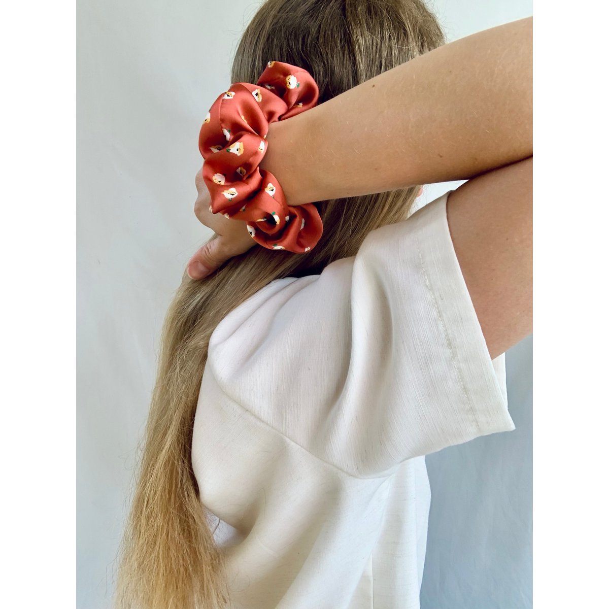 Scrunchie - Rust Flower - Recycled