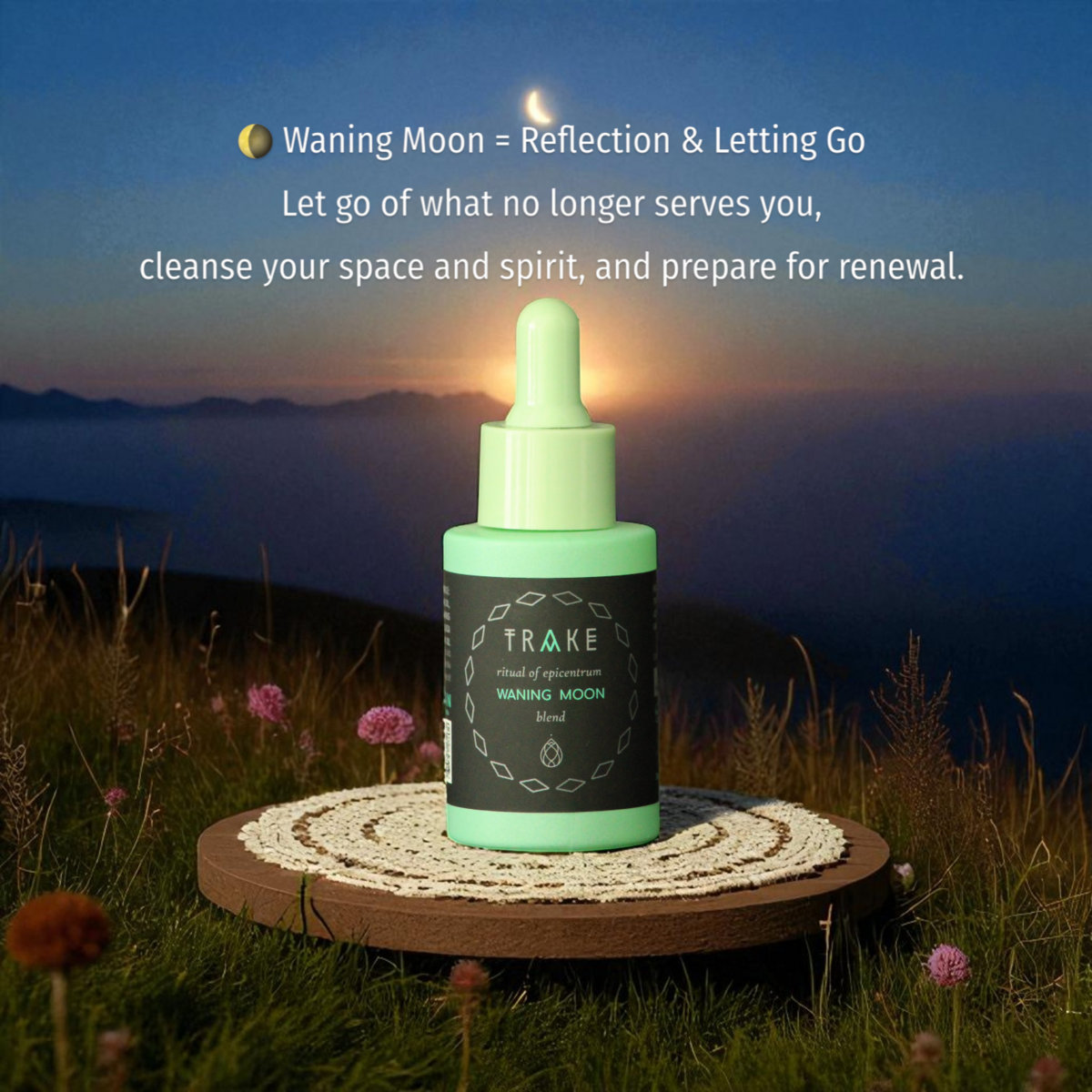 Afnemende maanritueel olie - roze peper, tea tree, wierook en grapefruit - emotionele release, schone schoonheid, veganistisch - 30 ml