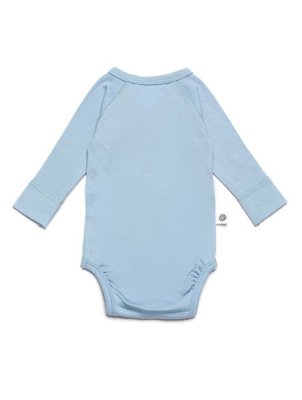 Wollen Overslagromper lange mouw – Merinowol - Blue Fog