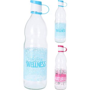 Flaschenglas 1l mit Text in Rosa oder Blau