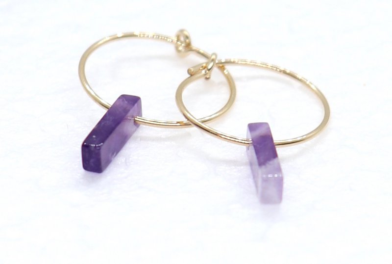 Handgemachte goldene Mini Creolen Ladrillo Amethyst