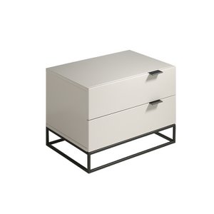Pearl Gray wooden bedside table and black steel