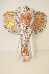 Wooden hand-carved elephant head