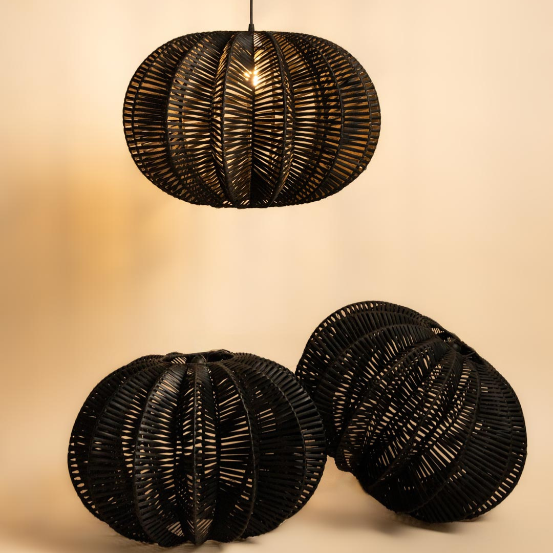 Rattan hanglamp - de Dalia - zwart