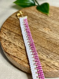 Armband Miyuki-Perlen weiß/rosa