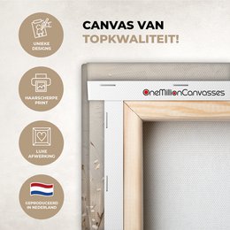 Lærredsmaleri - vægdekoration - blomster - lyserød - moderne - beige