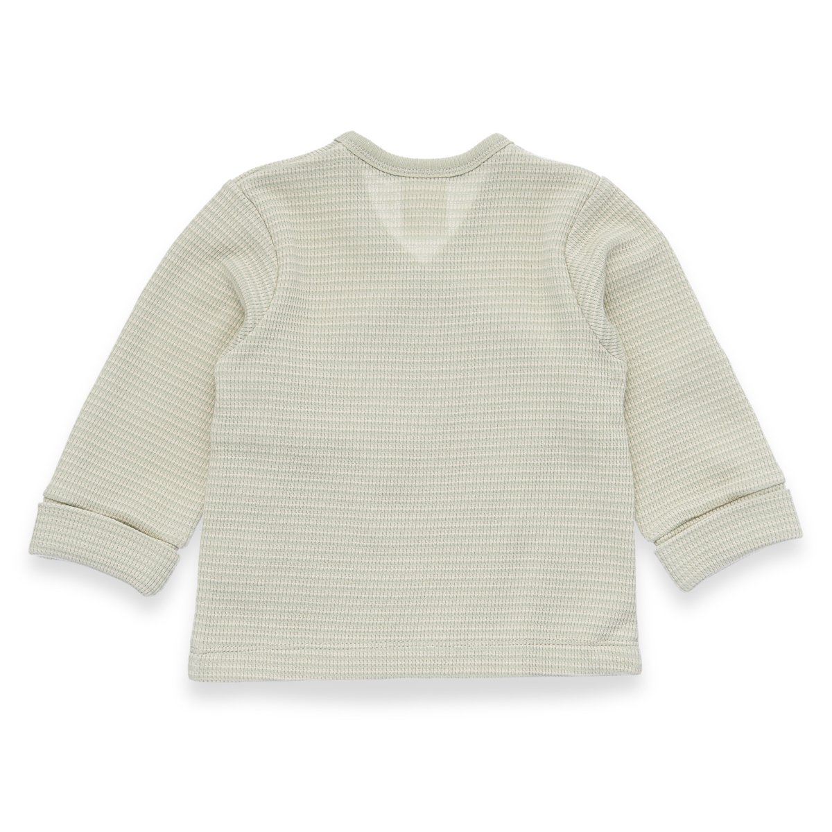 Baby wrap jacket - panda application, waffle structure - beige/green streaked