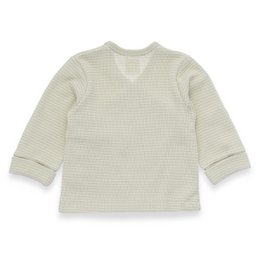 Baby wrap jacket - panda application, waffle structure - beige/green streaked
