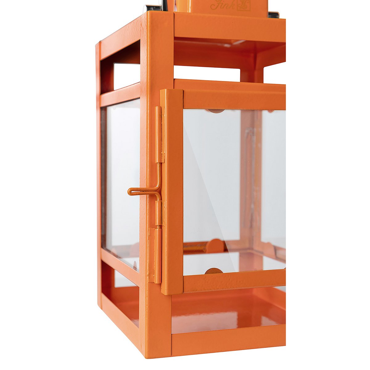 Laterne KENIA Glas Eisen pulverbeschichtet glatt orange Ø12 cm H20 cm