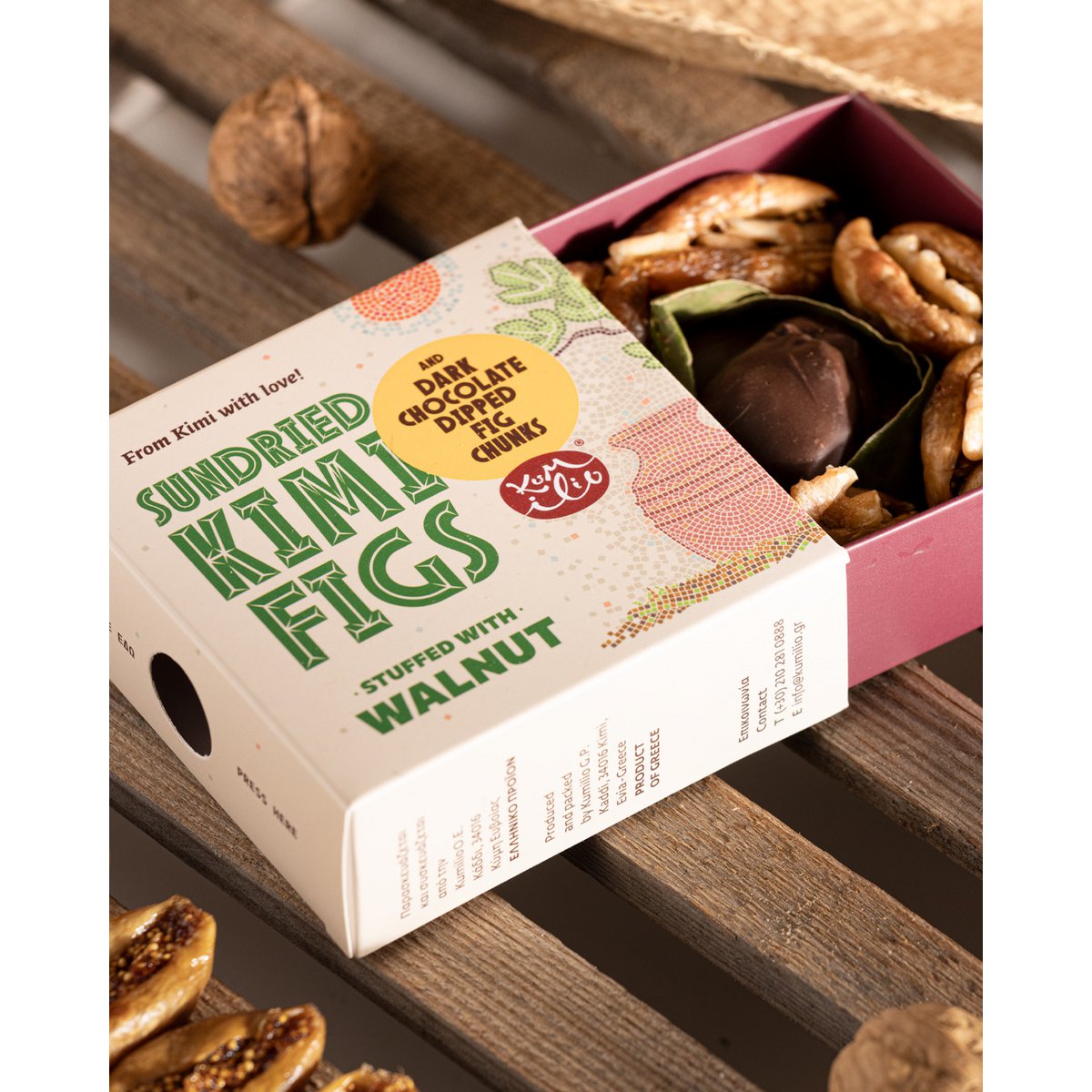 KUMILIO Premium Kími fig GIFT BOX filled with Nuts & dark Chocolate dipped 180g