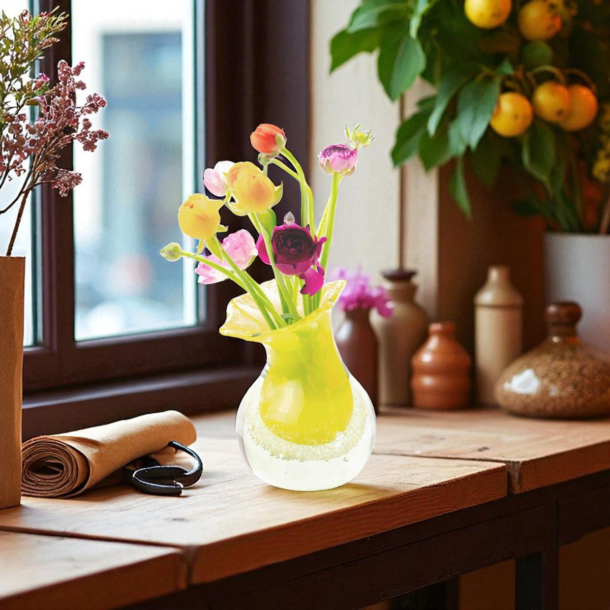 Vase Splash - Lemon - height 16 cm - Crystal