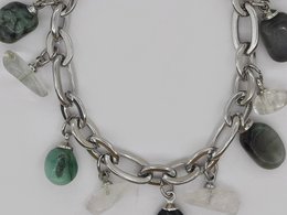 %2389 Emerald rock crystal charm bracelet